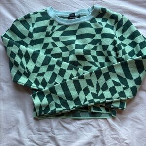 RSQ Mint and Dark Green Geometric Sweater